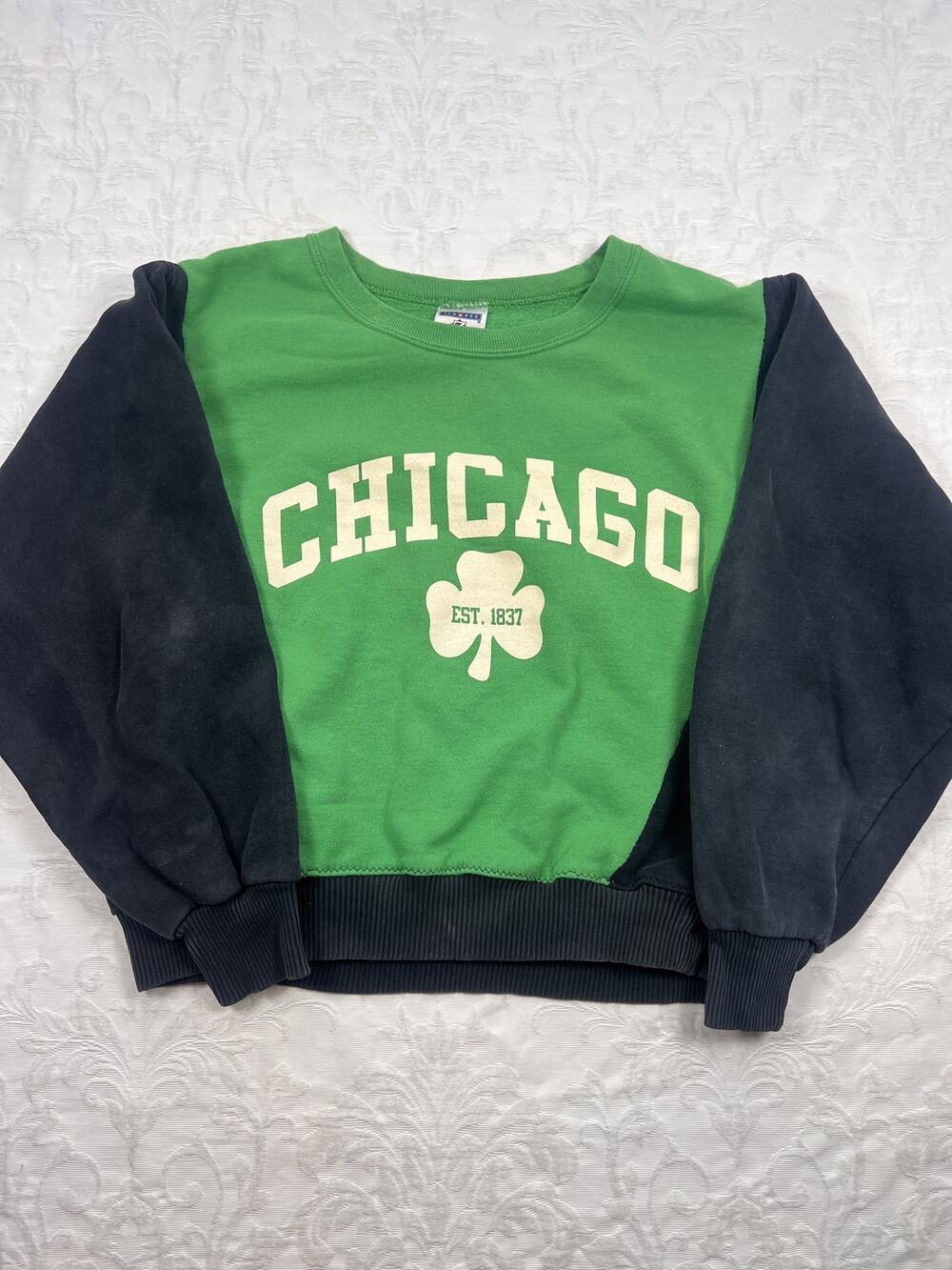 Chicago Shamrock Color Block Crewneck Sweatshirt Jerzees L